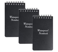 Pack of 3 Waterproof Notepad, Mini Waterproof Notebook, Notebook A7, Notebook Waterproof Pocket, All-Weather Notepads with Top Spiral, 7.6 x 12.7 cm, 100 Pages, 50 Sheets, for Outdoor Activities