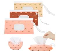 Pack of 3 Wet Wipes Bag Box for Wet Wipes On the Go Click Closure Wet Wipe Box Wet Wipe Dispenser Reusable Wet Wipe Bag for Home Office