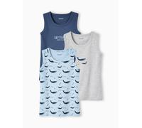 Pack of 3 "Whales" Tank Tops for Boys sky blue