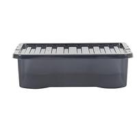 (Pack of 3) Wham 32L Tint Smoke Crystal Under Bed Storage Container, Clear Plastic Box with lid Home Organization