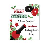 Pack of 3 Wine Labels for Bottles Personalised Christmas Stickers (100 x 120 mm) Vinyl X-Mas Champagne Labels for Gifts Papa Prints®
