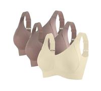 Pack of 3 Women's Bra Without Underwire Large Breasts Strong Hold Bra Push Up Seamless Soft Comfortable Bras Padded Adjustable Full Cup Bustier Classic Bra Size M-3XL, Me, XXL