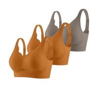 Pack of 3 Women's Push Up Seamless Bra Strong Hold Large Breasts Soft Comfortable Bralette Classic Seamless Bras Adjustable Underwear Plain Sports Bra for Fitness Yoga Jogging, O grey4, L