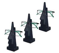 Pack Of 3 Wooden Spectacle Holder Eyeglasses Holder Classic Nose Shape Eyewear Retainer-Sunglasses Holder Display, Spectacle Stand- Optical Glass Accessories -Black Color - 6 Inch
