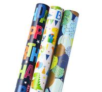 Pack of 3 x 3M Happy Birthday Gift Wrapping Paper Roll with Colorful Designs Gift Wrap Wrapping Paper Perfect for Birthday, Wedding, Party & Festive Decoration Sold