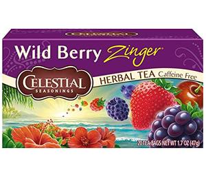 Pack of 3 x Celestial Seasonings Herbal Tea - Caffeine Free - Wild Berry Zinger - 20 Bags