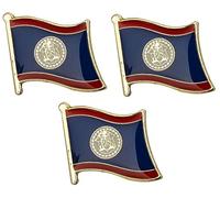 Pack of 3 x Flag of BELIZE metal pin badges each badge approx 19mm x 15mm