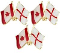 Pack of 3 x Flag of England Cross of Saint George and Canada Friendship Enamel Pin Badges