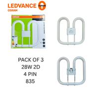 Pack Of 3 X Osram 28W 835 4 Pin 2D Compact Fluorescent Lamp Cfl - White