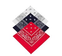 Pack of 3 X Paisley Bandana Headbands for Men,Women,Boys & Girls 100% Cotton Bandanna Neckerchief Headscarf Neck Scarf Handkerchief Hankie Head Tie Fancy Dress items (White,Navy Blue,Red)