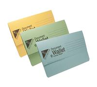 [Pack of 30] 285gsm Foolscap Premium Document Wallets A4 Paper Storage Files Folders (Blue Green Yellow Mix)
