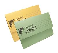 [Pack of 30] 285gsm Foolscap Premium Document Wallets A4 Paper Storage Files Folders (Green Yellow Mix)