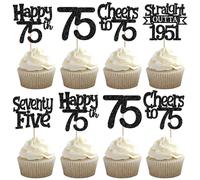 Pack of 30 75th Birthday Cupcake Toppers Straight Outta 1951 Cake Decoration Happy 75th Hello Sventy Five Cake Decoration for Cheers on 75th Birthday Wedding Anniversary Party Cake Decorations Black