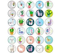 Pack of 30 Alpaca & Cactus Fridge Magnets - 3D Glass Magnets 30 mm - Decorative Magnets for Fridge, Whiteboard, Notice Board, Office, Kitchen - Funny Magnets Small as a Gift for Children & Adults