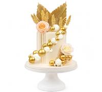 Pack of 30 Boho Cake Decoration Palm Leaves Cake Decoration Gold Brown | Boho design with palm leaves and decorative elements, ideal for wedding, birthday, baby shower and party cake