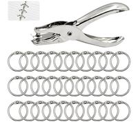 Pack of 30 Book Rings with Hole Pliers, Binder Rings Index Cards Rings, 20 mm Binder Rings, Silver Book Ring, Rings for Bookbinding, Ring Binding for Photo Album, Scrapbook, Album, Craft, Paper Cards