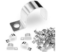 Pack of 30 Cable Clamps, Cable Clamps for Screwing Single Hole Stainless Steel U Pipe Clamps Mounting Clamp, Nail Clamps for Cable Empty Pipe Fixing, Cable Clamp for Cable Pipes Diameter 25 mm