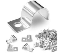 Pack of 30 Cable Clamps, Cable Clamps for Screwing Single Hole Stainless Steel U Pipe Clamps Mounting Clamp, Nail Clamps for Cable Empty Pipe Fixing, Cable Clamp for Cable Pipes Diameter 16 mm