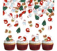 Pack of 30 Christmas Cake Decorations, Merry Christmas Cupcake Toppers, Figure Made of Resin Snowman Santa Claus Cake Decoration for Christmas Theme Festival Birthday Party Cake Decoration