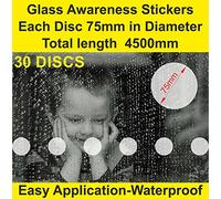 PACK OF 30 Circles (each 75mm in diameter) WINDOW ETCH EFFECT SAFETY STICKERS KIT FOR GLASS MANIFESTATION (4500mm in length) PRE SPACED FOR STRAIGHT APPLICATION