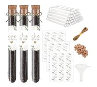 Pack of 30 Clear Plastic Test Tubes 15 x 150 mm with 30 Round Labels 5 m Hemp Rope 1 White Funnel for Wedding Christening Birthday Guest Gifts Candy Plant