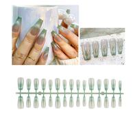 Pack Of 30 Coffin False Nails Long Crystal Press On Eyes Gradient Reusable Stick On Nails For Women Girls Coffin Fake Professional Salon