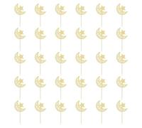 Pack of 30 Cultural Themed Cake Toppers for Eid Celebration with Moons and Star Designs Cake Decorations Eid Party Decorations