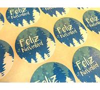 Pack of 30 Feliz Navidad Spanish Espanol Christmas Greeting Stickers, Colourful Self-Stick Labels for Cards, Envelopes, Craft, Decoration