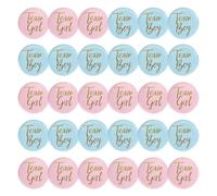 Pack of 30 gender reveal buttons, 4.5 cm, team girl and team boy pin badge, round button pins for baby shower, party, decoration accessories (blue and pink), 4.5 cm, Plastic