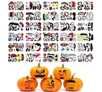 Pack of 30 Halloween Pumpkin Stickers, Funny Face Expressions, Children's Party Festival Decoration, Carnival Sticker Set