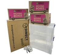 Pack of 30 Large Moving House Boxes with 2 84 Litre Plastic Storage Boxes 3 Rolls of Fragile Tape and 2 Marker Pens