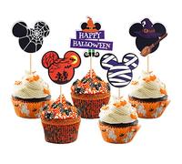 Pack of 30 Mini Inspired Halloween Cupcake Toppers Witch Hat Ghost Bat Cupcake Picks Happy Halloween Theme Baby Shower Birthday Party Cake Decorations Accessories