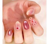 Pack of 30 Nacreous Glitter Featuring Raised Bows Design Heart Design Artificial Nails