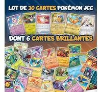 Pack of 30 Official Pkm Playing Cards Including 6 Shiny French Version at Low Price! 0 Double and 0 Energy, Perfect Gift for Children Collectors