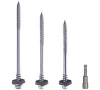 (Pack of 30 pcs) Hex Head Self Drilling 6.4 x 140 mm Carbon Steel Screws With EPDM Washers for Fixing Sandwich Panels (30, 6.4 x 140 mm)