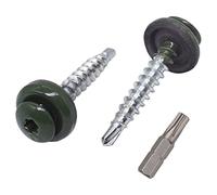 (Pack of 30 pcs) Metal Roofing Torx Screws, 4.8 x 35 mm Painted Self-Drilling Screws With EPDM Washers, Sheet Metal Screw (30, Chrome Green RAL 6020)