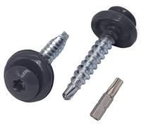 (Pack of 30 pcs) Metal Roofing Torx Screws, 4.8 x 35 mm Painted Self-Drilling Screws With EPDM Washers, Sheet Metal Screw (30, Graphite Grey RAL 7024)
