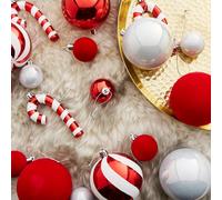 Pack of 30 Red & White Baubles