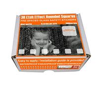 Pack of 30 Rounded Squares 50mm in Diameter Etch Effect Glass Safety Stickers Front Shop Patio Window Doors Easy Application Professional Smart Look PRE-Spaced (3000mm in Length) 2 Long Strips