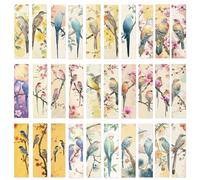 Pack of 30 Vintage Bookmarks, Paper Bookmarks with 30 Different Patterns, Book Accessories, Natural Style Bookmarks, Dragon Bookmarks, Butterfly, Flower, Plant Bookmarks, 15 x 4 cm (B)