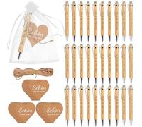 Pack of 30 Wedding Favours Lucky Pen Wooden Thank You Gifts, Schön Dass Du Da Bist Guest Gift, Ballpoint Pen Wedding for Wedding Communion Christening Birthday Gift
