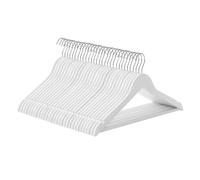 SONGMICS Wooden Hangers, Set of 30, Coat Hangers, Clothes Hangers, with Shoulder Notches, Anti-Slip Trousers Bar, 360° Swivel Hook, for Suits, Shirts, Coats, White CRW031WT