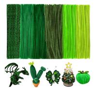 Pack of 300 Colourful Pipe Cleaners for Crafts 6 Different Green Pipe Cleaners Bending Plush Craft Wire 30 cm Chenille Wire Pipe Cleaner for Creative DIY Projects and Craft Decoration