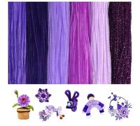 Pack of 300 Colourful Pipe Cleaners for Crafts 6 Different Purple Pipe Cleaners Bending Plush Craft Wire 30 cm Chenille Wire Pipe Cleaner for Creative DIY Projects and Craft Decoration