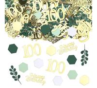 Pack of 300 Confetti 100th Birthday Decoration Large 2.4-5 cm, Table Decoration 100th Birthday Woman Men, Decoration 100th Birthday Woman Green, Confetti 100th Birthday, Glitter 100th Birthday