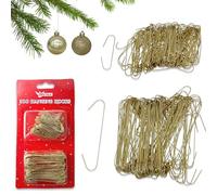 Pack of 300 Gold Hanging Hooks for Christmas Decorations, Tree Baubles Metal Hooks for Christmas Tree Home Kitchen Party Decorations, Assorted Sizes