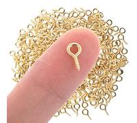 Pack of 300 Screw Eyelets Small Mini Eyelet Screws Screw Eyelets Jewellery Mini Eye Pins Stainless Steel Small Eyelet Pins Eye Screw for Pendant Beads Jewellery Making (Gold) (Gold)