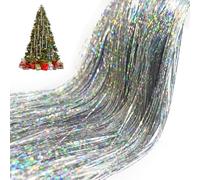Pack of 3000 Strands Iridescent Silver Christmas Icicle Tinsel Foil Fringes | 19.8 Inches, Christmas Tree Tinsel Curtain Decoration for Indoor Outdoor Winter Home New Year Eve Birthday Party Supplies