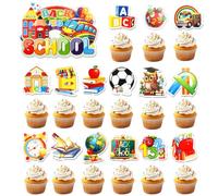 Pack of 32 First Day at School Cupcake Toppers, Cupcake Toppers for Back to School, Cake Decoration, First Day of School Cake Decorations, Cake Decorations for the First Day of School Party