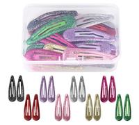 Pack of 32 Glitter Sequin Hair Clips, Colourful Non-Slip Hair Clip, Metal Snap Hair Pins, Sparkly Bangs Hair Clip, Hair Styling Accessories for Toddlers, Girls, Women, 4.8 cm Long, 8 Colours